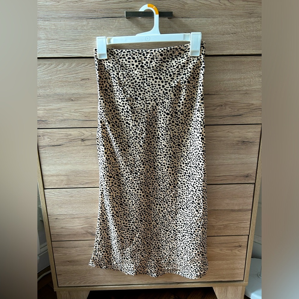 Silk Leopard Midi Skirt